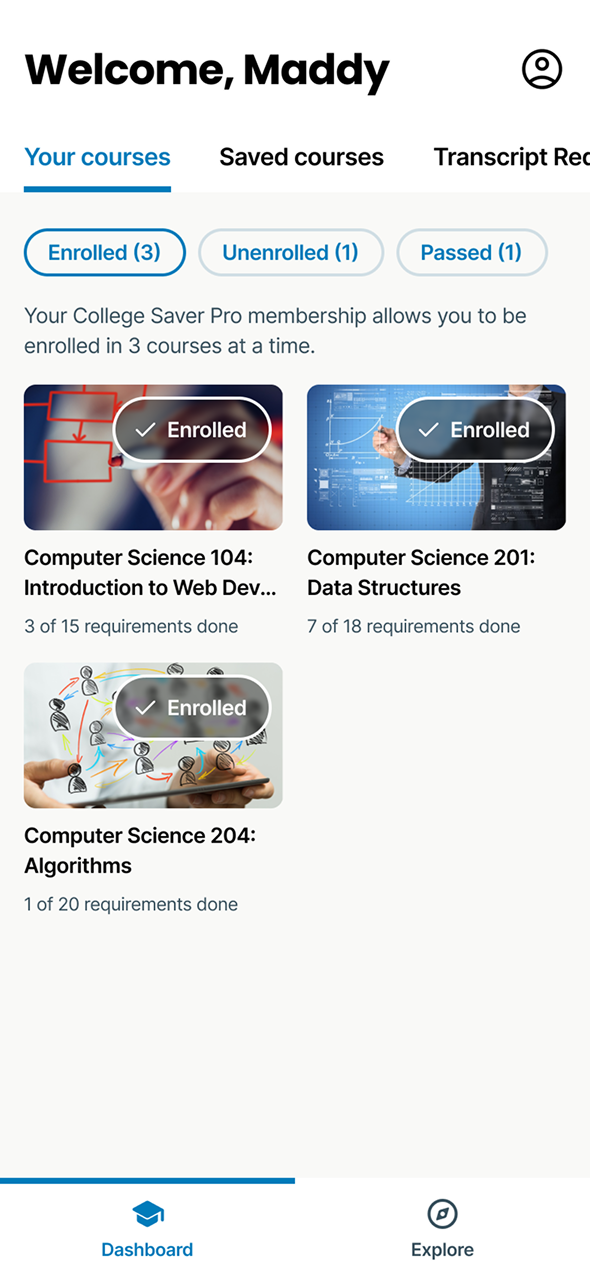 Redesigned College Saver mobile experience
