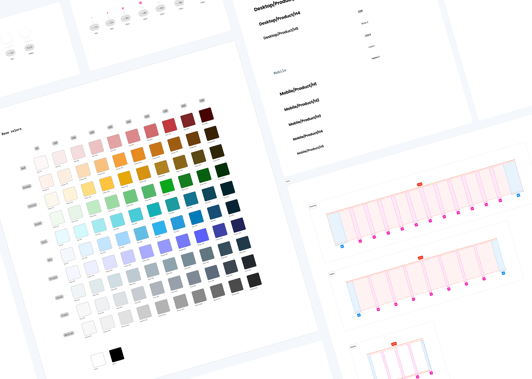 Design system color palette and typography specs — Eureka case study